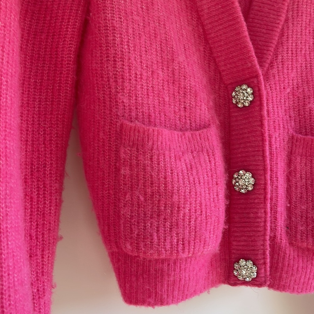 GANNI pink embellished button wool cardigan - Picture 5 of 6